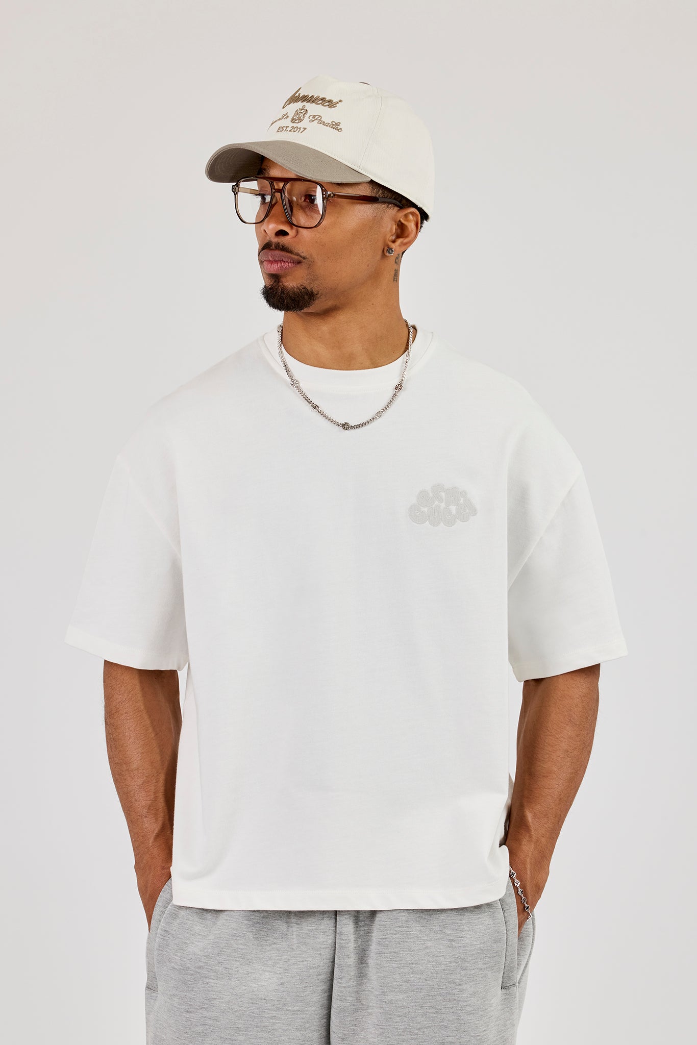 Cernucci Chain Stitch Boxy T-Shirt - Off White